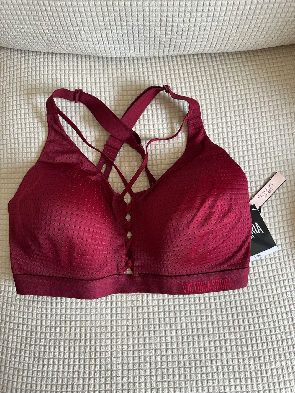 Women's Burgundy Strappy Sports Bra